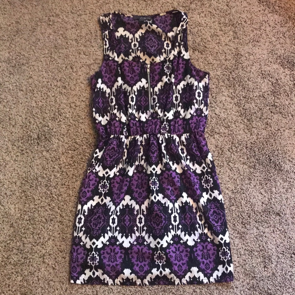 Forever 21 Printed Purple Dress with Zipper